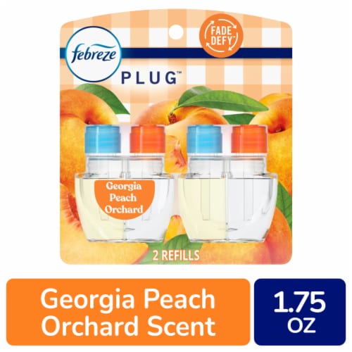Febreze Plug In Air Freshener Odor-Fighting Scented Oil Refill Georgia Peach Orchard Perspective: front