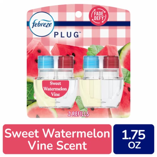 Febreze Plug Air Freshener Odor-Fighting Scented Oil Dual Refill Sweet Watermelon Vine Perspective: front