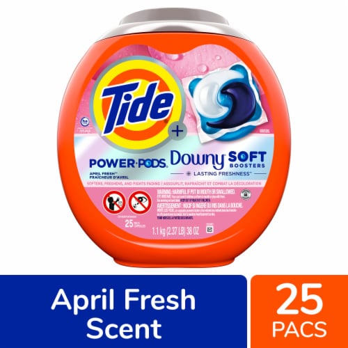 Tide Power Pods With Downy April Fresh Laundry Detergent Pods Perspective: front