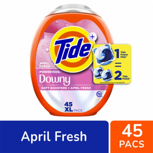 Tide Power Pods With Downy April Fresh Laundry Detergent Pods Perspective: front