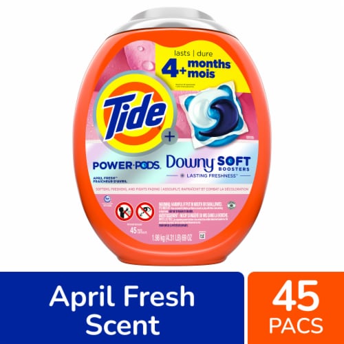 Tide Power Pods With Downy April Fresh Laundry Detergent Pods Perspective: front