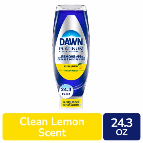 Dawn Platinum Bleach Alternative Clean Lemon Scent EZ-Squeeze Liquid Dish Soap Perspective: front