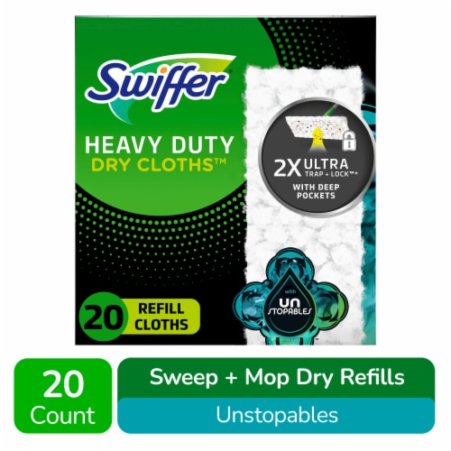 Swiffer Sweeper Heavy Duty Dry Multi-Surface Cloth Refills Unstopables Fresh Scent Perspective: front