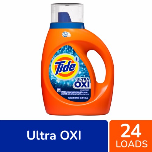 Tide Plus Ultra OXI White and Bright Liquid Laundry Detergent, 24 Loads, Advanced Stain Removal Perspective: front