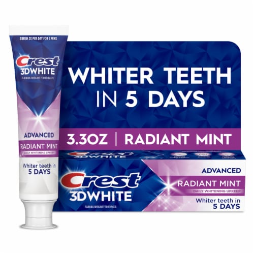 Crest 3D White Advanced Teeth Whitening Toothpaste, Radiant Mint Perspective: front