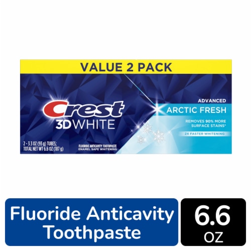 Crest 3D White Advanced Teeth Whitening Toothpaste, Arctic Fresh Twin Pack Perspective: front