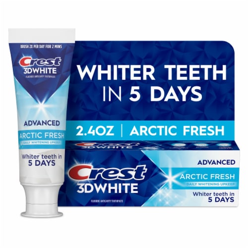 Crest 3D White Advanced Teeth Whitening Toothpaste, Arctic Fresh Perspective: front