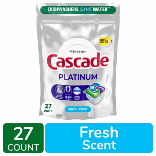 Cascade Platinum ActionPacs Fresh Scent Dishwasher Detergent Pods Perspective: front