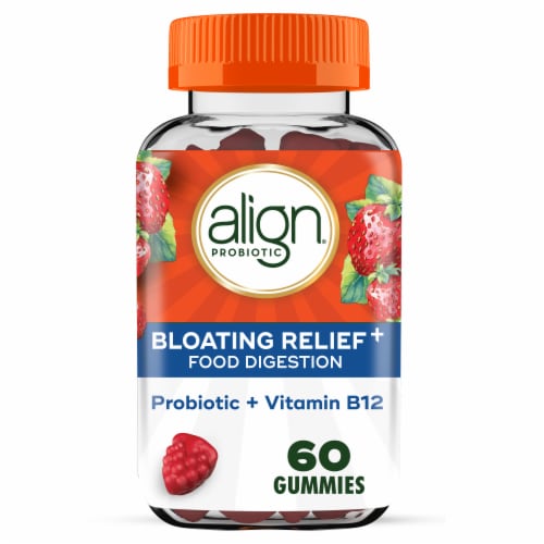 Align Bloating Relief + Food Digestion Probiotic Gummies Perspective: front