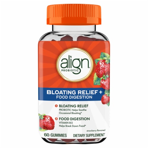 Align Bloating Relief + Food Digestion Probiotic Gummies Perspective: front