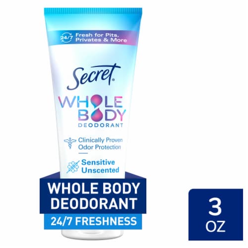 Secret Whole Body Aluminum Free Deodorant Clear Cream Unscented Perspective: front