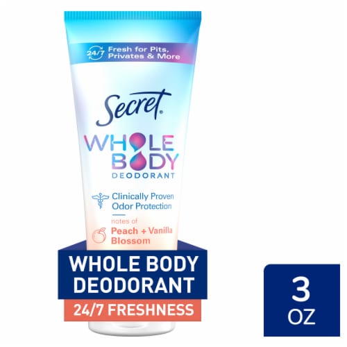 Secret for Women Whole Body Aluminum Free Deodorant Clear Cream Peach & Vanilla Perspective: front