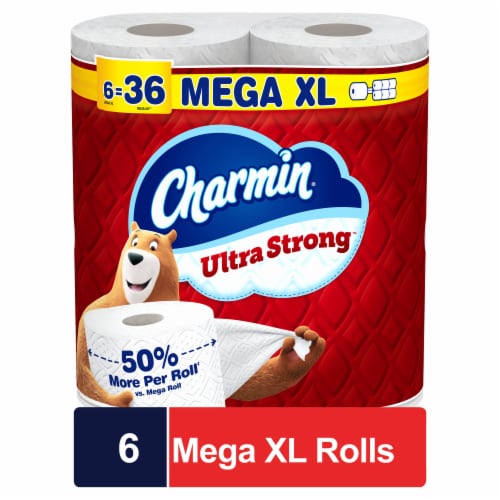 Charmin Ultra Strong 6 Mega XL Toilet Paper Rolls Perspective: front