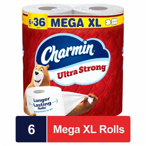 Charmin Ultra Strong 6 Mega XL Toilet Paper Rolls Perspective: front
