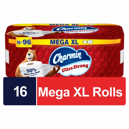 Charmin Ultra Strong Toilet Paper 16 Mega XL Rolls, 330 Sheets Per Roll Perspective: front