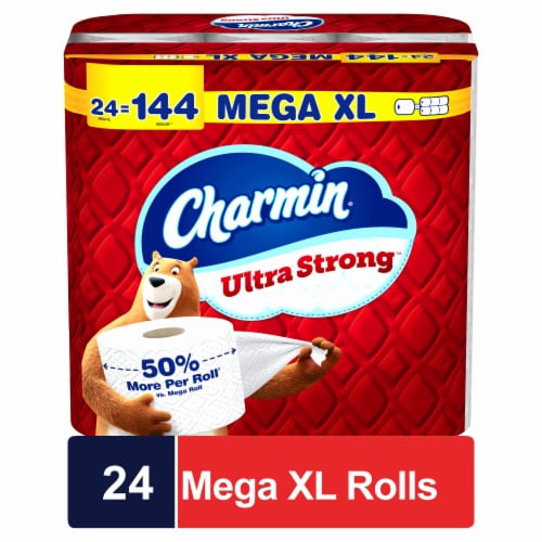Charmin Ultra Strong Toilet Paper 24 Mega XL Rolls, 330 Sheets Per Roll Perspective: front