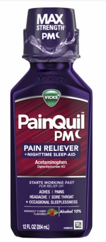 Vicks® PainQuil™ Nighttime Pain Reliever & Sleep Aid Midnight Cherry Liquid Perspective: front