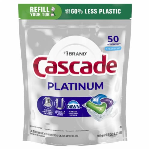 Cascade Platinum Action Pacs™ Fresh Scent Dishwasher Detergent Pods Perspective: front