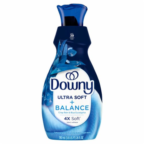 Downy Ultra Soft + Balance 4x Soft Crisp Rain + Blue Eucalyptus Liquid Fabric Softener Perspective: front