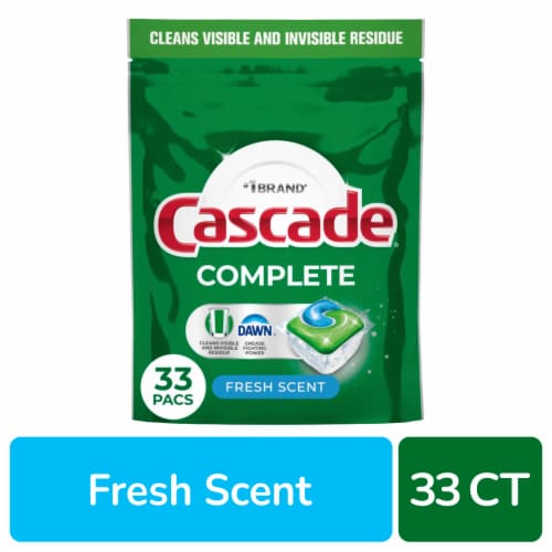 Cascade® Complete Auto Dishwashing Pouch with Liquid & Powder Fresh Scent Perspective: front