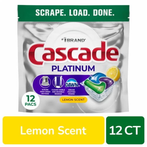 Cascade Platinum Dishwasher Pods Dishwasher Detergent Dish Detergent Soap Lemon Perspective: front