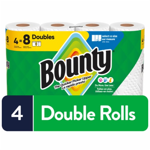 Bounty Paper Towels Select-A-Size White, 4 Double Rolls, 82 Sheets Per Roll Perspective: front