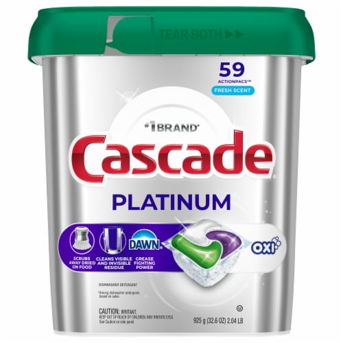 Cascade® Auto Dishwashing Pouch with Liquid & Powder Fresh Scent Perspective: front