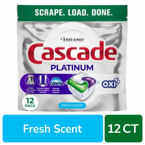 Cascade® Platinum Auto Dishwashing Pouch Fresh Scent Perspective: front