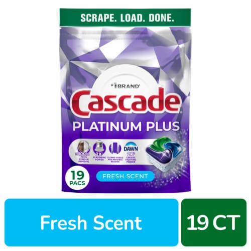 Cascade® Platinum Plus ActionPacs™ With Dawn Lemon Scented Auto Dishwashing Pacs Perspective: front
