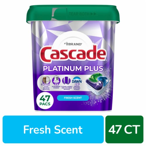 Cascade® Auto Dishwashing Pouch with Liquid & Powder Fresh Scent Perspective: front