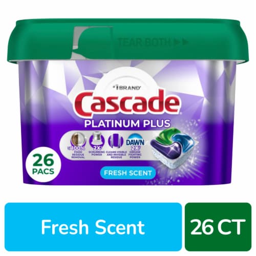 Cascade® Auto Dishwashing Pouch with Liquid & Powder Fresh Scent Perspective: front