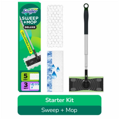 Swiffer Sweep and Mop Deluxe, 2-in-1 Floor Mopping and Sweeping Kit Perspective: front