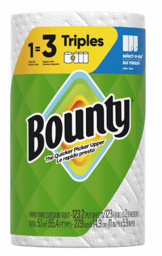 Bounty® 2-Ply Selct-a-Size® Paper Towel Roll - White Perspective: front