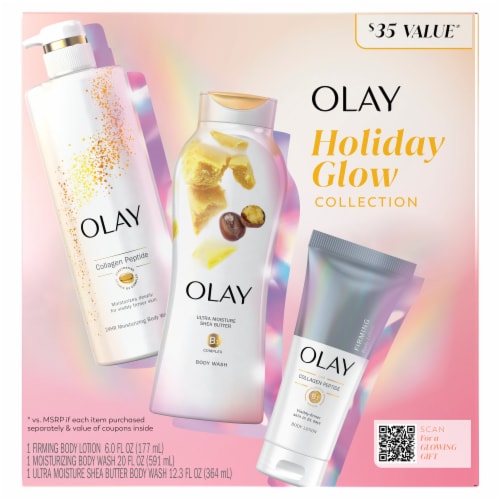Olay Glow Holiday Gift Set with 2 Body Washes and Hand and Body Lotion Perspective: front