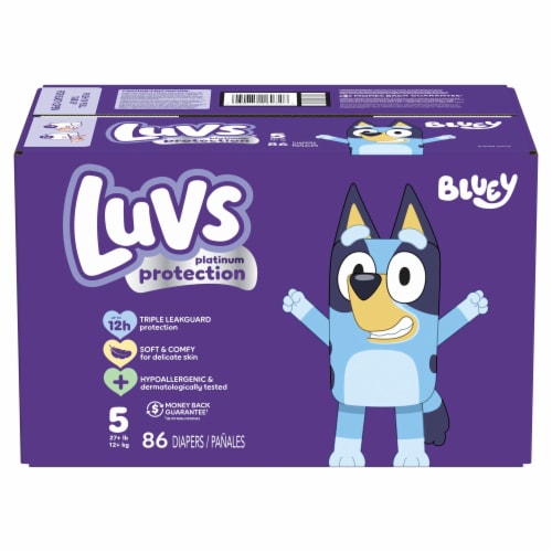 Luvs Platinum Protection Baby Diapers, Size 5 (27+lbs) Perspective: front