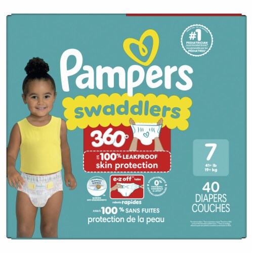 Pampers Swaddlers 100% Leakproof Skin Protection 360 Diapers - Size 7 (41 + lb) Perspective: front