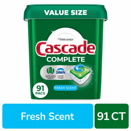 Cascade® Complete Auto Dishwashing Pouch Fresh Scent Perspective: front