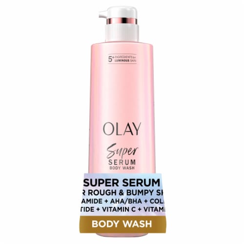 Olay Super Serum Body Wash for Rough & Bumpy Skin, 18.5oz, Serum Complex for Luminous Skin Perspective: front