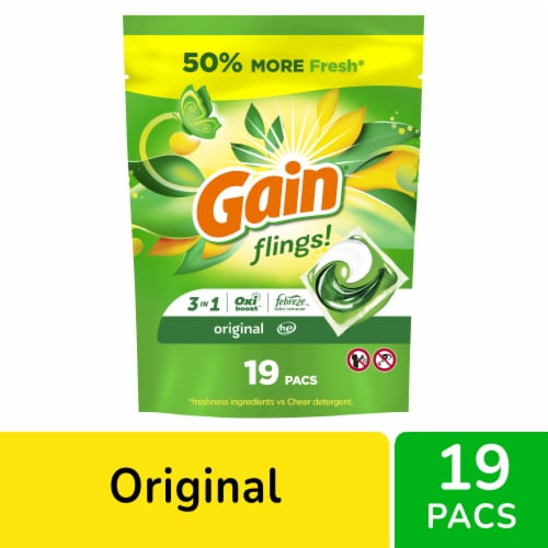 Gain Flings Original Scent Laundry Detergent Pods Perspective: front