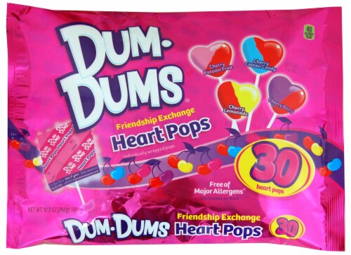 Dum Dums Friendship Exchange Heart Pops Valentine's Bag Perspective: front