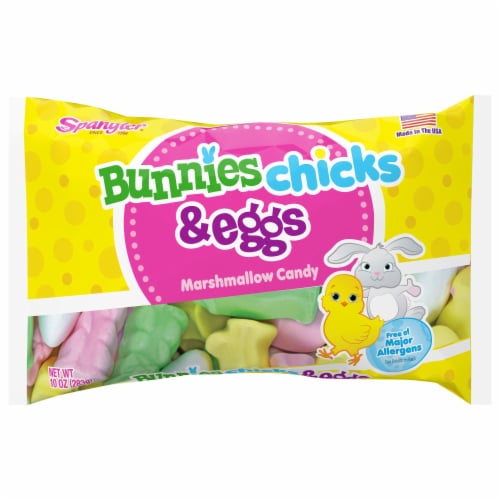 Spangler® Bunnies Chicks & Eggs Marshmallow Easter Candy Bag Perspective: front