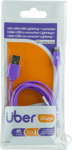 Uber Charge and Sync Lightning Cable - Purple Perspective: front