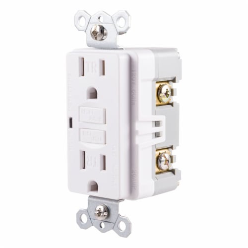 GE Tamper Resistant Ground Fault Receptacle Perspective: front