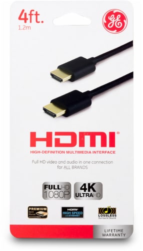 GE Ultra Pro Premium HDMI Cable - Black/Silver Perspective: front