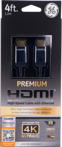 GE Ultra Pro Premium HDMI Cable - Black/Silver Perspective: front