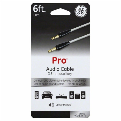 GE Pro 3.5mm Auxiliary Audio Cable - Gray, 6 ft - Fry’s Food Stores