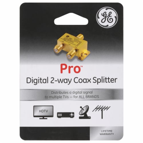 GE Pro Digital 2-Way Coax Splitter - Gold Perspective: front