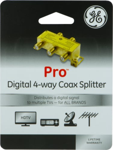 GE Pro Digital 4-Way Coax Splitter - Gold Perspective: front