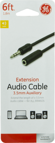 GE 3.5mm Auxiliary Extension Audio Cable - Black Perspective: front