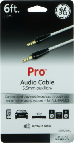GE 3.5mm Auxiliary Audio Cable - Black Perspective: front